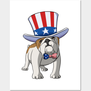 English Bulldog 4th of July American Posters and Art